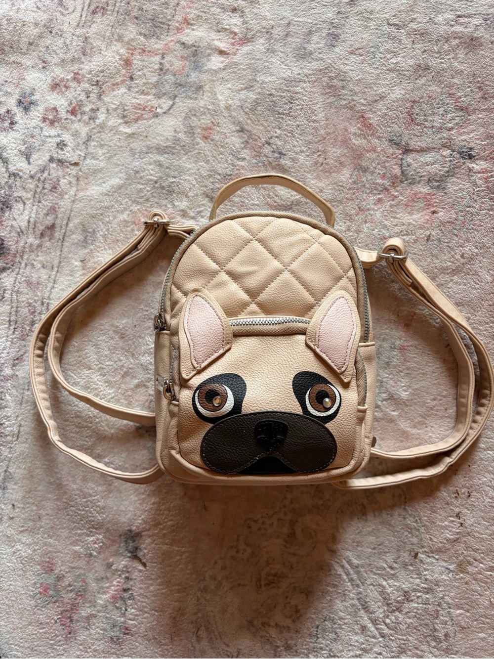 Betsey Johnson Beige Pug Mini Backpack